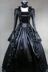 Black Square Collar Long Sleeves Cardigan Victorian Gothic Lolita Dress